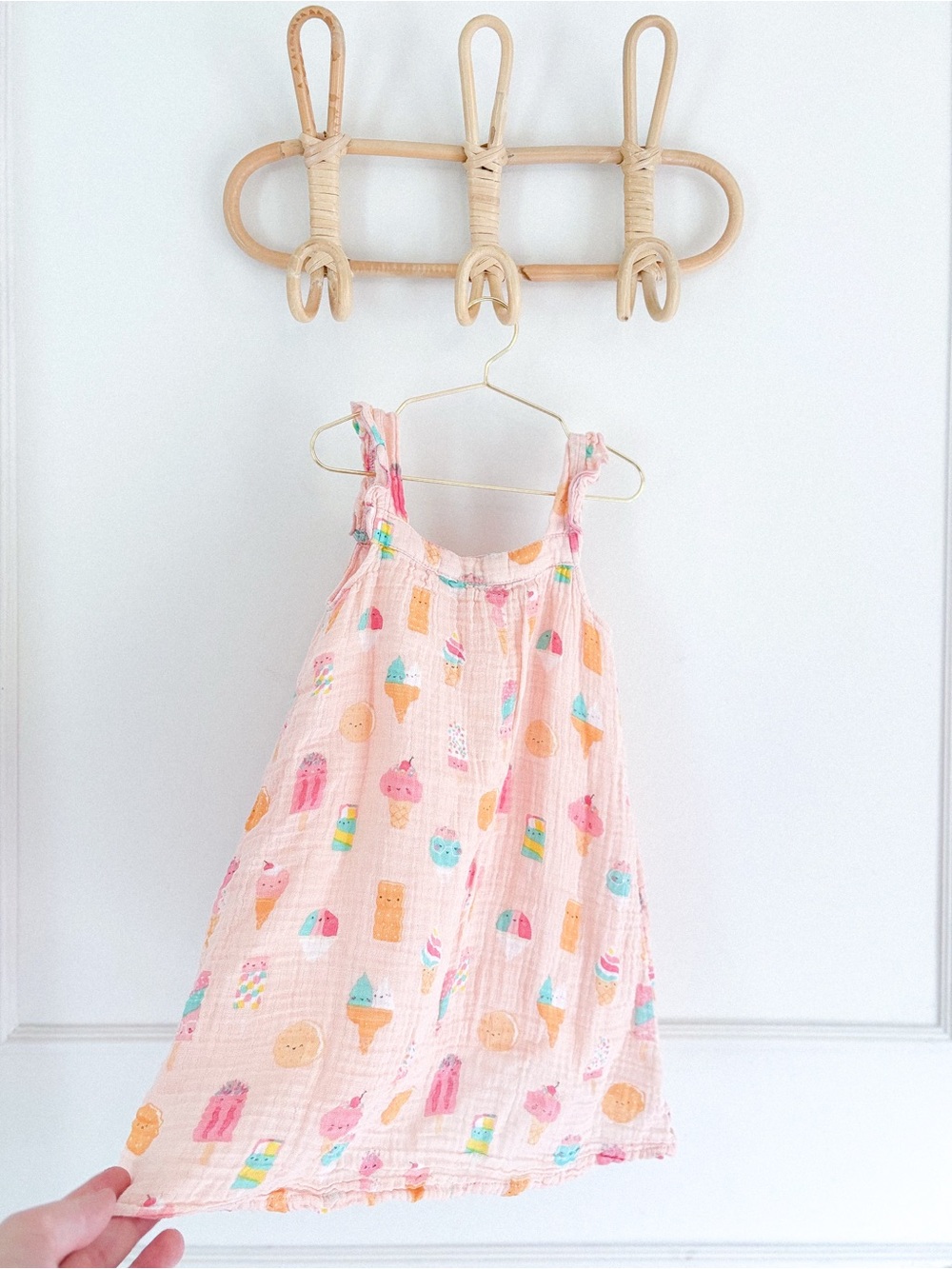 Angel Dear Pink Ice Cream & Popsicle Print Cotton Muslin Dress